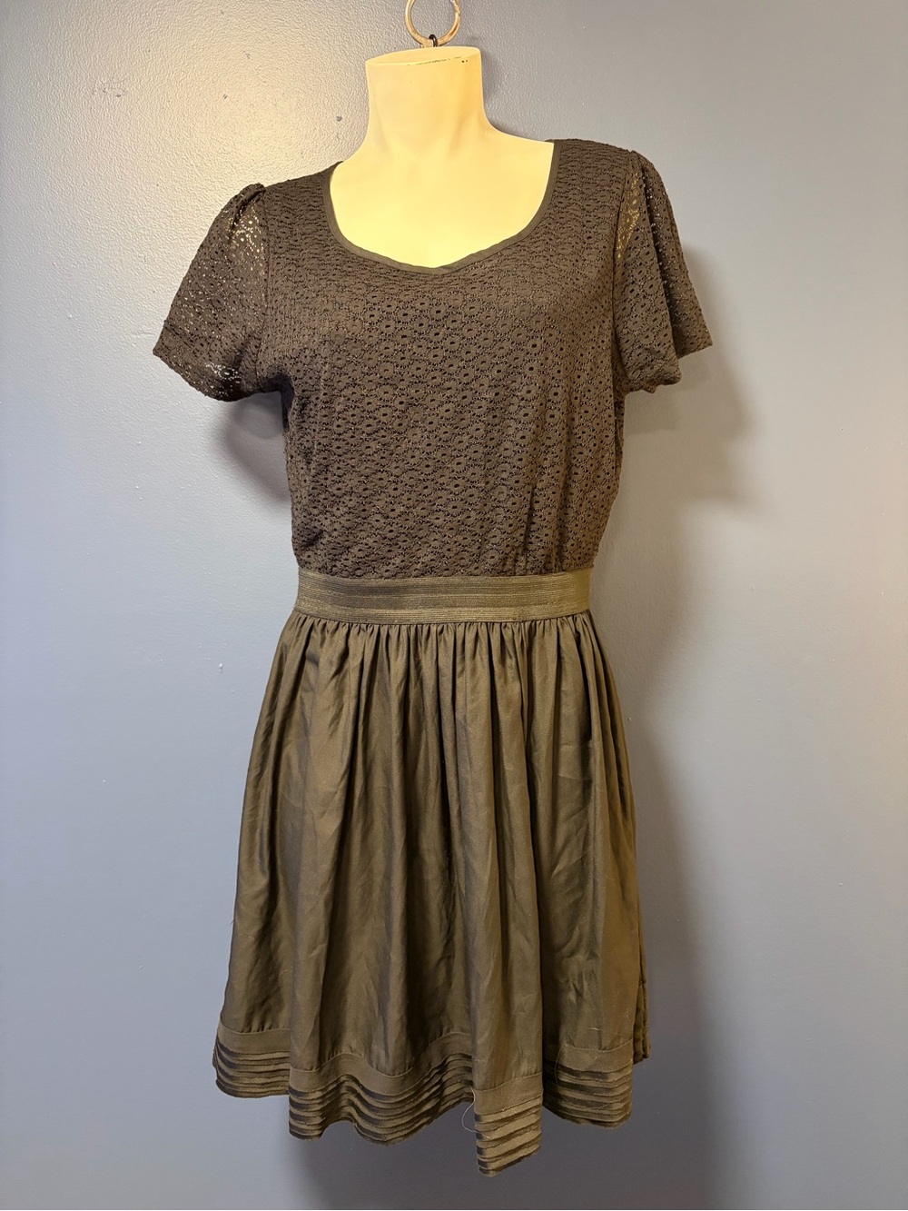 Cooperativa Anthropologie Black Lace Fit & Flare Dress